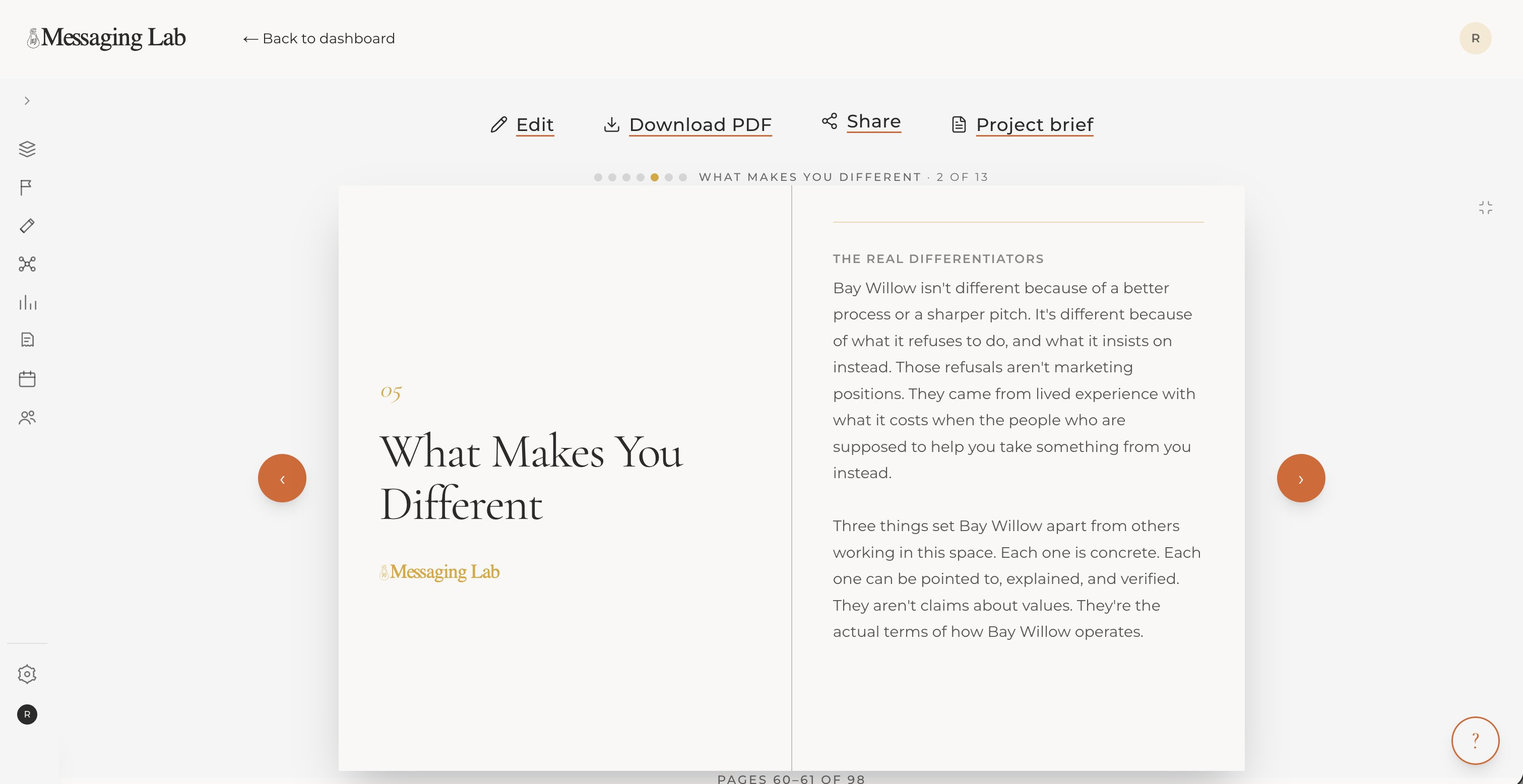 A Messaging Guide section